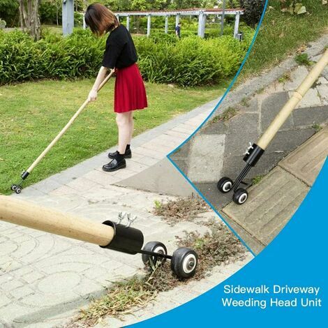 Straight hook weeding tool, patio weeding tool with wheels, garden