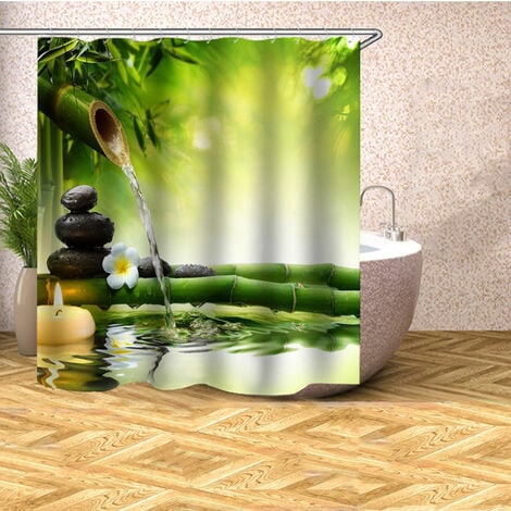 Waterproof Bathroom Curtain 3D Mildew Proof Shower Curtain With Hooks  Washable Polyester Bathtub Curtains Bathroom Supplies
