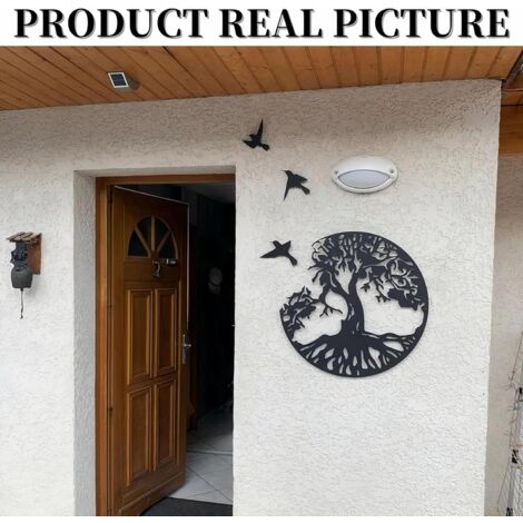 11.8in Metal Black Tree of Life Wall Art - 3 Flying Birds Wall ...