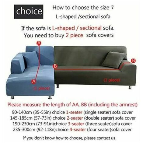 Corner Sofa Cover with Armrests L-Shaped Stretch Protective Couch Sofa Cover (L-Shaped Corner Sofa, Please Buy Two Pieces)-Lake Blue Double 145-185cm