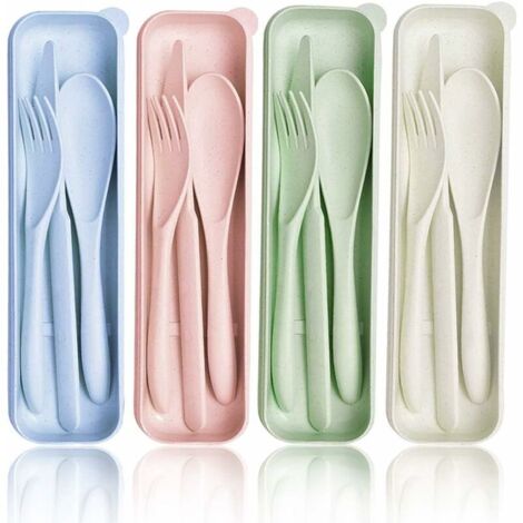 Wheat Straw Cutlery Sets, Portable Cutlery Spoon Knife Fork Dinnerware Set