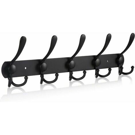 PinkWall Mounted Coat Rack Wall Mounted Coat Hooks Stainless Steel Wall  Mounted Towel Rack for Coats Towels Bathrobes Hats Clothes Dresses Cabinets  Bathrobes(15 Hooks, Matte Black)