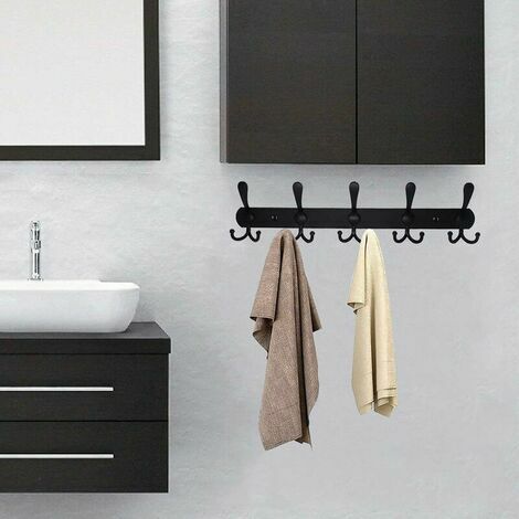 PinkWall Mounted Coat Rack Wall Mounted Coat Hooks Stainless Steel Wall  Mounted Towel Rack for Coats Towels Bathrobes Hats Clothes Dresses Cabinets  Bathrobes(15 Hooks, Matte Black)