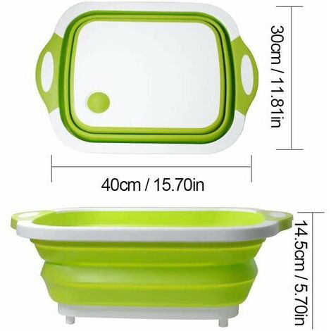 Plastic white and grey Folding Chopping Board Dish Sink Tub Vegetable Basket