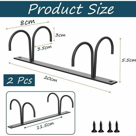 2pcs Double-Row Hook Hanging Cup Holder Kitchen Hook Rack Punch