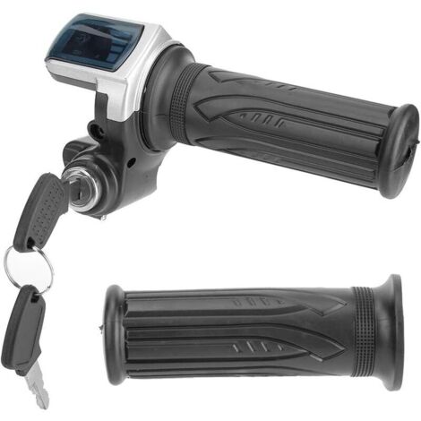 E Bike Throttle With Key Electric Bike Thumb Throttle, 12v-84v Electric Throttle Grip Handlebar Grip Twist Throttle With LCD Battery Voltage Display Key Knock For Electric Cars Bike Scooter Motorbike E Scooter - 5