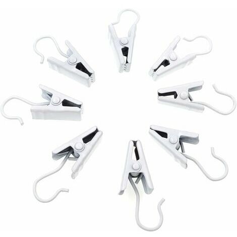 100 Pack Stainless Steel Curtain Clip Hooks String Party Lights Hanger Wire  Holder (White)