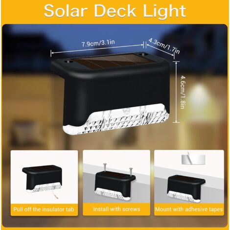16 Pack Solar Deck Lights Outdoor, Warm Light LED Solar Powered Decking Lights Waterproof Solar Step Lights Outdoor for Deck, Stair, Step, Railing, Fence, Wall, Patio, Garden