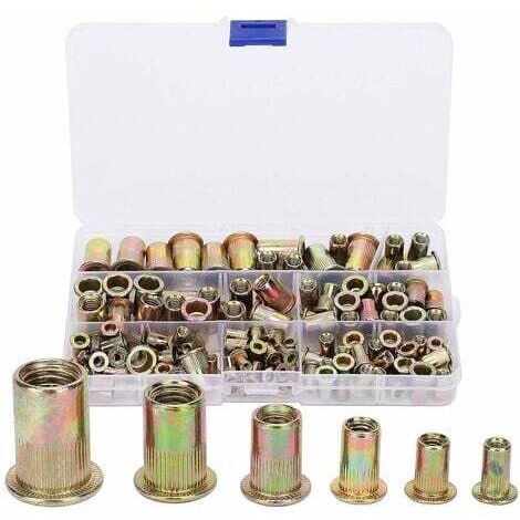 150pcs M3/4/5/6/8/10 Mixed Rivet Nuts Kit Zinc Plated Rivet Nuts
