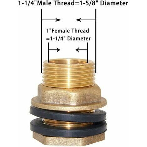 1 Female 1-1/4 Male Solid Brass Water Tank Connector Bulkhead Tank