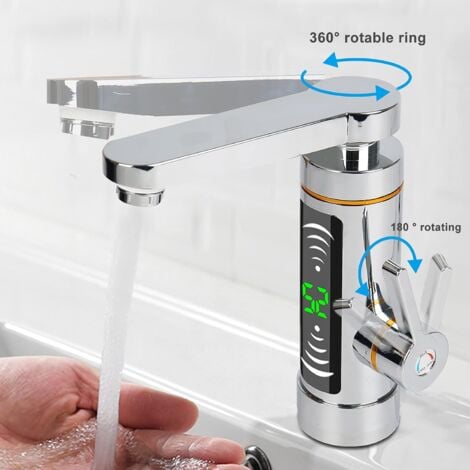 Instant Electric Hot Water Faucet, Fast Heating Faucet with LED Digital Display, 360° Rotating Hot and Cold Faucet, Electric Faucet Faucet Water Heater Bathroom Kitchen