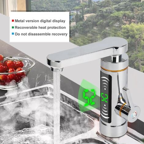 Instant Electric Hot Water Faucet, Fast Heating Faucet with LED Digital Display, 360° Rotating Hot and Cold Faucet, Electric Faucet Faucet Water Heater Bathroom Kitchen
