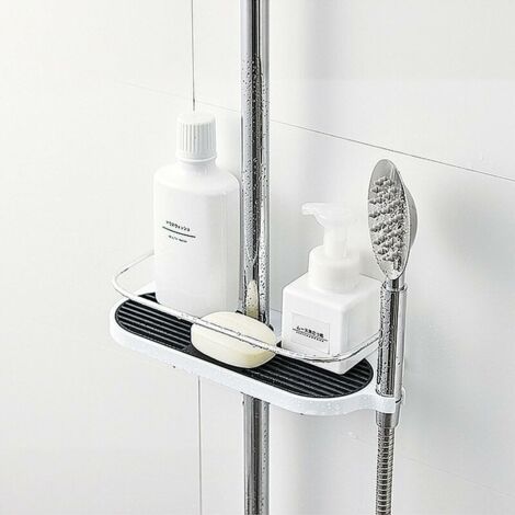 Pink-2PCS No Drilling Shower Shelf for Shower Rail - Bathroom Organizer Holder for Shampoo, Fits 19mm - 25mm Rail