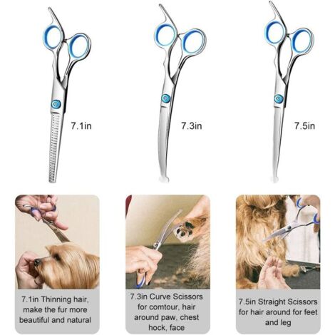 View of orchid 7 Pack Professional Stainless Steel Grooming Scissors for Dog ...