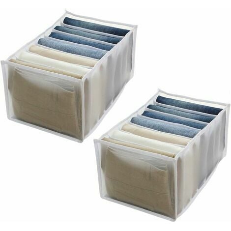 Orchid2 Pieces Foldable Drawer Organizer Large Capacity Dresser Organizer  Collapsible Clothes Storage Box for Storing Jeans, T-shirts, Legging  Underwear, White, 25x36x20cm - White