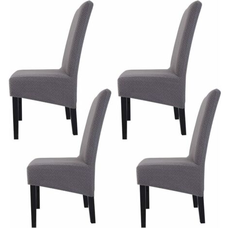 4pcs Washable Printed Fabric Chair Covers for Restaurant Hotel Banquet (Light Gray) (1/5)