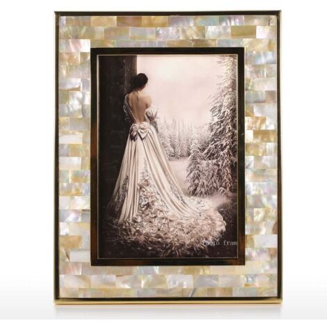 Gold Shell Picture Frame Gold Shell Photo Frame Wooden Black Butterfly Shell Decoration, 6.4 0.4 ...