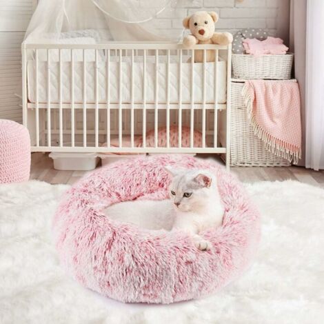 Pet Cat Bed, Anti-Slip Round Cat Bed for Indoor Cats, 40cm
