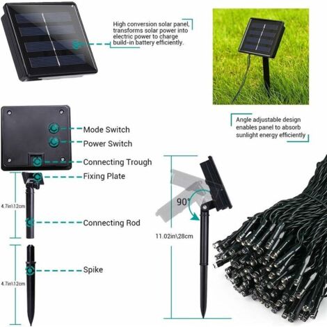 Solar String Light Replacement Solar String Lights 72ft 200 LED 8 Modes Waterproof Solar String Lights ...
