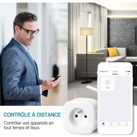 WiFi Smart Plug (FR), Smart Plug Compatible with Alexa, Google Home and SmartThings, Programmable French Plug with Remote Control, Voice Control and Time Function (3)