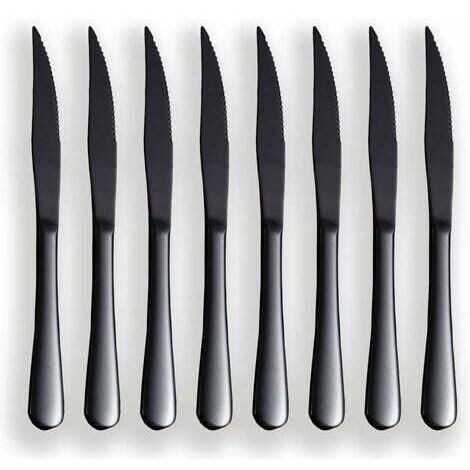 Black Steak Knife Set, Titanium Stainless Steel, 8-Piece Table Knife Set (1/5)