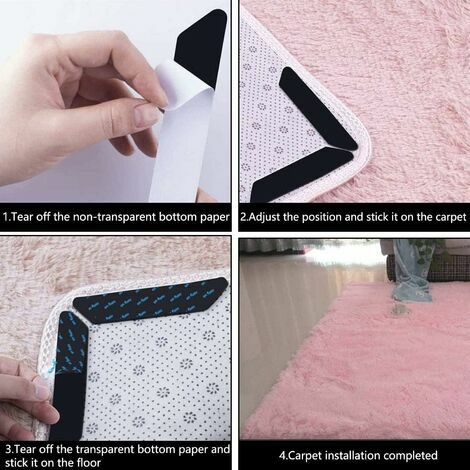 4/12/24PCS Anti-Slip Rug Stickers Reusable Carpet Corner Gripper Strong  Stick Rug Pads for Wooden and Hard Floor Anti Curling Rug Grippers Tape To  Keep Your Rugs In Place