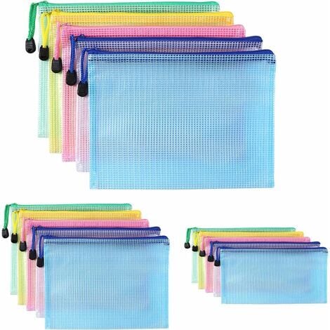  15pcs Mesh Zipper Pouch, 8 Sizes Waterproof Zipper Bags, 8  Colors Waterproof Plastic Document Pouch, Multipurpose For Travel Storage,  Office Appliances, Home Organize