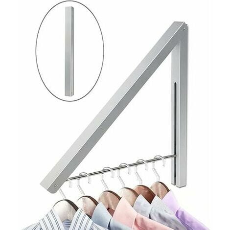 Wall Mounted Foldable Clothes Hanger, Foldable Wall Mounted Clothes Rack, Foldable Stainless Steel Clothes Rack Hook Hanger with Swing Arm Holder Wall