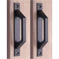 2 Pack sliding barn door handle, 20cm gate door handle, aluminium alloy door pull handle for sliding barn door gate cabinet closet drawer garage shed, Black(Aperture 175mm)