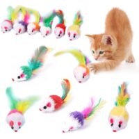 12 Pieces 10cm Mouse Cat Toy, Plush Mouse Toy for Cats, Mouse Small Kitten Interactive Game