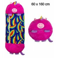 PIMPIMSKY Cute Sleeping Bag and Pillow 2 in 1 Happy Nappers for Children 160 x 60 cm Down Suitable for All Seasons Purple