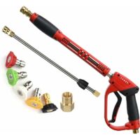 CVBDFH Deluxe Pressure Washer Gun, with Spare Wand Extension, 5 Nozzle Tips, M22 Fitting, 40 Inch, 5000 PSI
