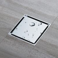 Brass Deodorizing Shower Floor Drain Square Invisible Large Flow Shower Drain with Brass Deodorizing Core, Brushed Nickel (100×100mm)