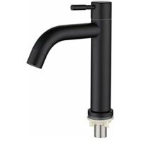 Bathroom Sink Faucet, Stainless Steel Single Sink Faucet, Sleek Retro Design, Matte Black Matte Black for Bathroom, Toilet (S)