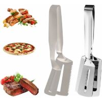 Set of 2 Spatula Tongs Grill Bread Hamburger Steak Pizza Pie Fish