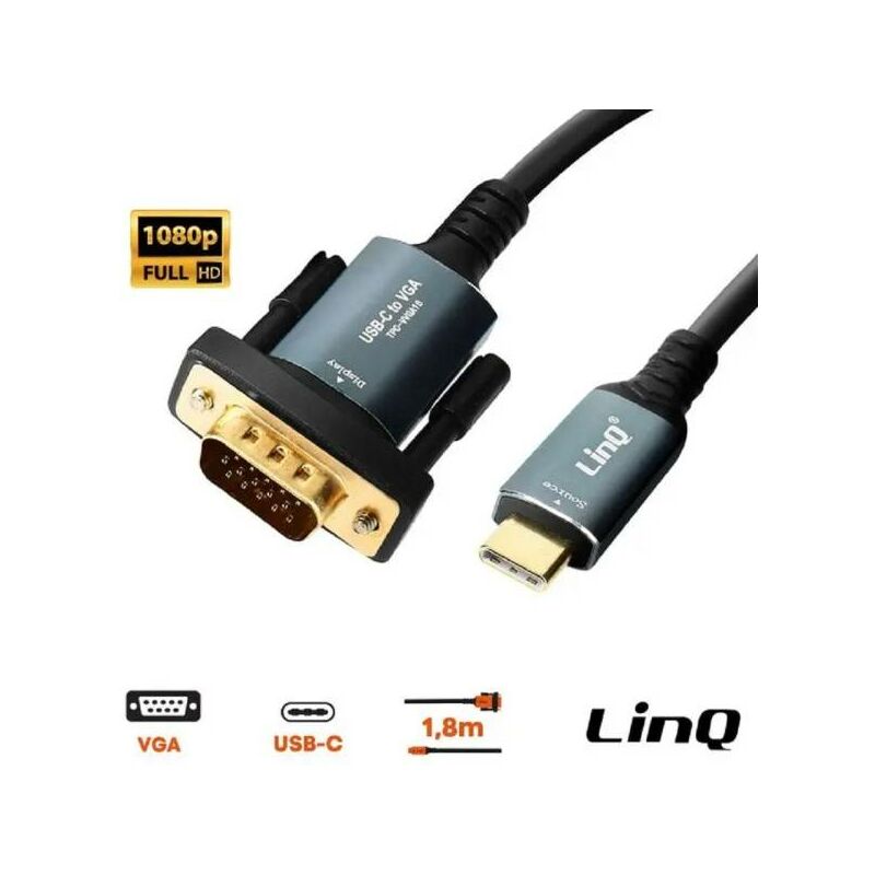 Câble/Adaptateur USB 3.0 Mâle vers VGA Femelle, by LinQ - Blanc