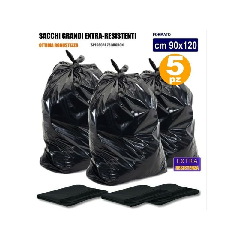 Lot de 20 sacs poubelle jetables de 120L noir