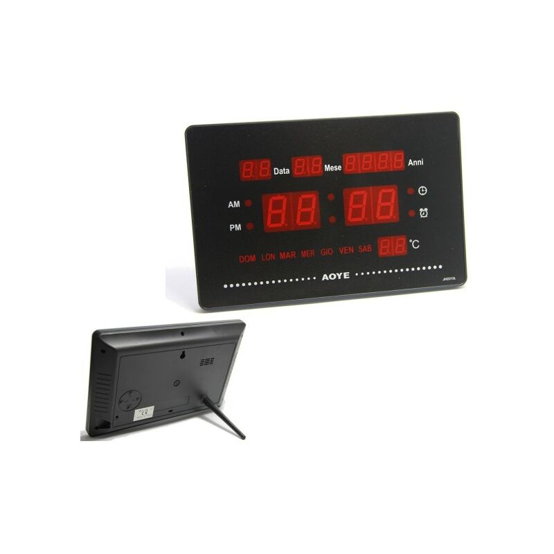 Westclox Classic Horloge murale LCD numérique noire avec date, jour et  température Horloge Murale Numérique LCD Noire 