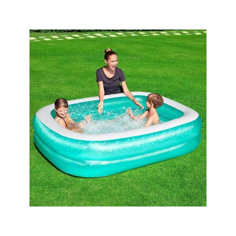 Piscine gonflable Baroni Home pour jardin, piscine rectangulaire hors-sol  pour adultes et enfants, extérieur - 210x140x60 cm, piscine gonflable, BARONI  HOME