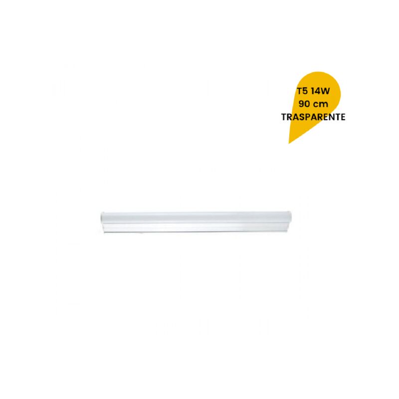 PLAFONNIER LED NEON T5 VERRE CLAIR 14 WATTS 90 CM T5-90 -Blanc chaud