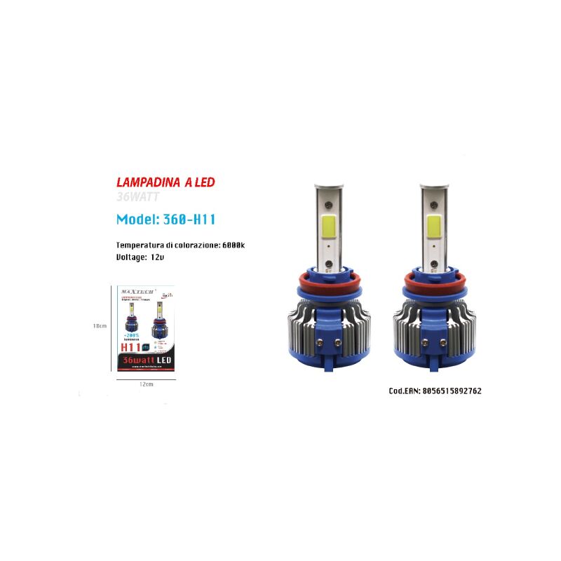 Ampoule H11 LED pour Voiture et Moto IP68 6500K lumière Blanche