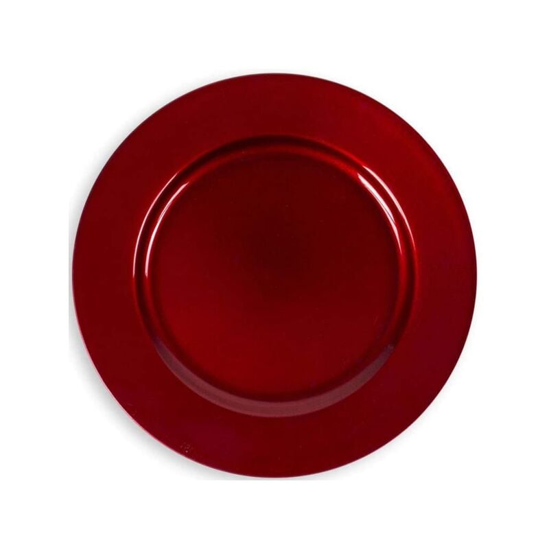 64808 Sous-assiette Ø 33 cm Rouge Plastique Père Noël Rond Assiette de Noël
