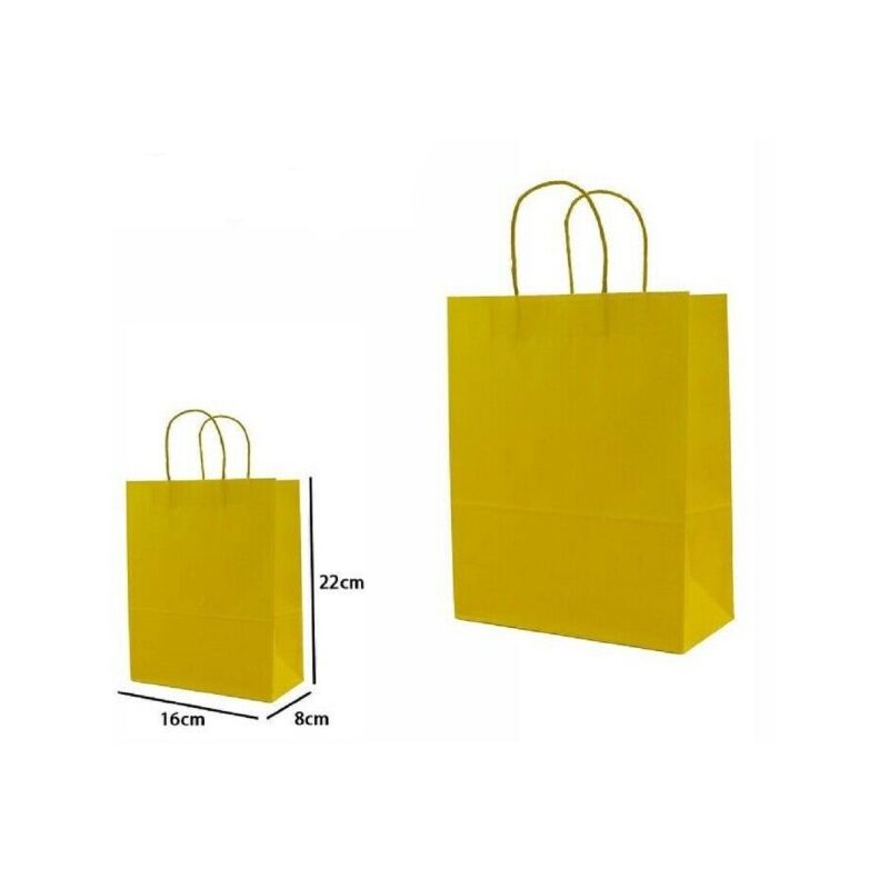 SET 5 PI CES SACS CADEAUX SACS EN PAPIER JAUNE 22X16X8CM 68469