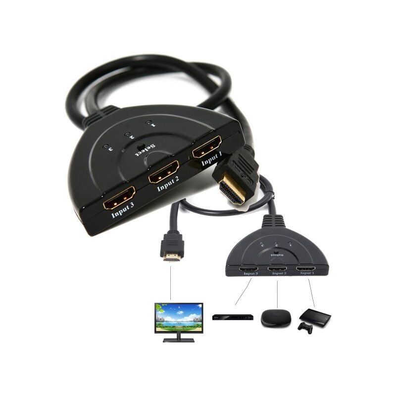 Switch HDMI, Multiprise HDMI Switch 4K 3 Entrée 1 Sorties Multi