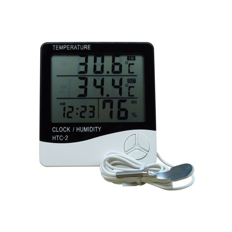 CAMWAY 2 Pcs Thermomètre Intérieur Hygromètre Numérique LCD Moniteur de  Température et Humidimètre Horloge Enregistreur de Temps + Rétro-Éclairage,  avec Indicateurs de Confort : : Cuisine et Maison