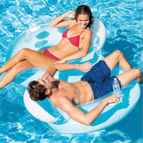 Fauteil gonflable de piscine pour 2 personnes, avec porte-gobelet