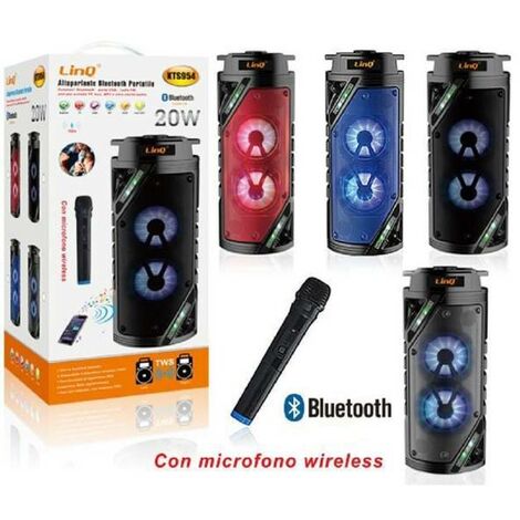 Enceinte sans-fil LED Bluetooth Jack 3.5mm Micro-SD /USB Radio FM LinQ Gris  - Enceinte