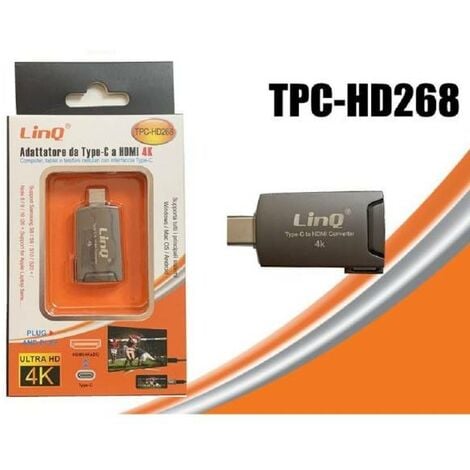ADAPTATEUR TYPE-C MALE VERS HDMI 4K FEMELLE ULTRA HD PC TPC-HD268