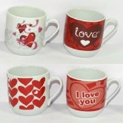 Lot de 2 Tasses - I Love You et Coeur Rouge Love
