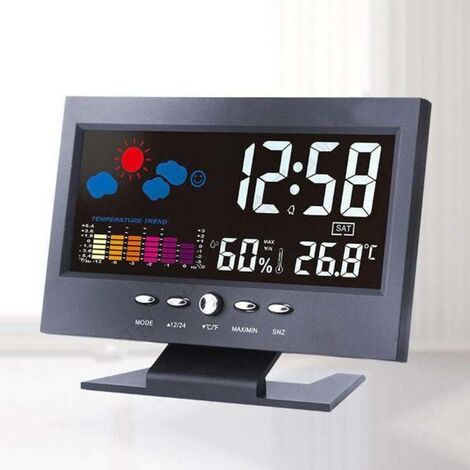 Station météo LCD couleur avec façade blanche - Thermomètre int./ext. /  Hygromètre